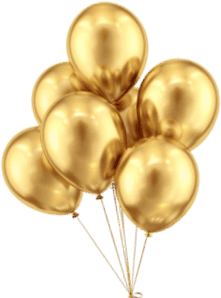 Golden balloons for festive events and parties in NYC. Perfect for birthdays, anniversaries, and spe.