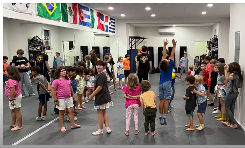 Kids enjoying a birthday party at Johnny Karate NYC martial arts studio.