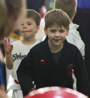 Johnny Karate NYC kids martial arts class during birthday celebration.