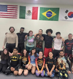 Group of teens in BJJ class at JMA Teen BJJ with Johnny Karate NYC.