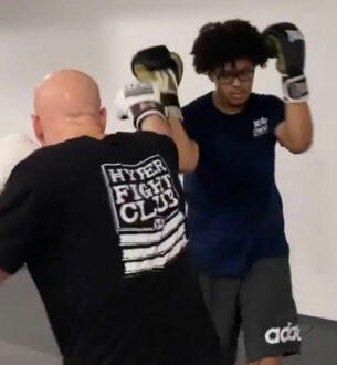 Kickboxing training session at Johnny Karate NYC focusing on technique and fitness.