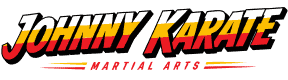 Johnny Karate NYC logo with bold red and yellow text on black background.