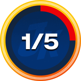 Teen martial arts progress meter showing 1/5 level.